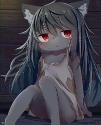 1girl absurdres black_hair dirty dog furry furry_female highres loli long_hair ne_(nefuraito336) poverty red_eyes slave solo rating:Questionable score:35 user:KemonoLover96
