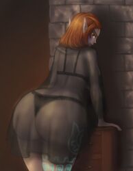  1girl ass ass_bigger_than_breasts black_lingerie breasts brown_eyes brown_hair butt_crack female_focus grabbing gray_body huge_ass huge_breasts lingerie midna navel negligee nintendo pointy_ears saf-404 seductive_smile smile solo_focus swimsuit tagme the_legend_of_zelda the_legend_of_zelda:_twilight_princess twili_midna underwear bad_tag 