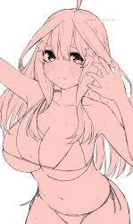  1girl ahoge ass bare_shoulders belly bikini blue_eyes blush breasts collarbone female_focus go-toubun_no_hanayome hair_between_eyes hair_ornament hands_up highres irarei_(araisanblog) large_breasts long_hair looking_at_viewer micro_bikini nakano_itsuki navel red_hair solo star_(symbol) star_hair_ornament swimsuit unfinished  rating:Sensitive score:12 user:Nakano_Quints_lover