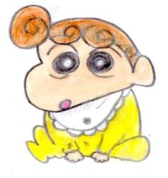  1girl baby brown_hair crayon_shin-chan formal lowres nohara_himawari suit tagme yellow_suit 