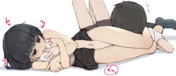  1boy 1girl age_difference ankle_socks arm_between_legs armbar bare_legs between_legs black_eyes black_hair black_skirt black_socks blush breasts brown_shorts faceless faceless_male finger_in_another&#039;s_mouth full_body heart height_difference legs_together matching_hair/eyes medium_breasts medium_hair original shirt short_sleeves shorts shota simple_background skirt sleeveless socks speech_bubble submission_hold sucking_finger thighs translation_request usule white_background white_shirt wrestling  rating:Questionable score:127 user:fav-gotes