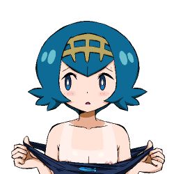 1girl armpits blush breasts clothes_pull collarbone covered_erect_nipples creatures_(company) flat_chest game_freak gomatarou_(pixiv196136) jaggy_lines lana_(pokemon) loli looking_away lowres nintendo nipple_slip nipples oekaki one-piece_swimsuit one-piece_swimsuit_pull pokemon pokemon_(anime) pokemon_sm simple_background solo sweatdrop swimsuit tan tanline white_background rating:Questionable score:84 user:Perv-Ultra
