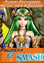  1girl crown english_text green_eyes green_hair jewelry kid_icarus lots_of_jewelry matching_hair/eyes nintendo official_art palutena solo staff super_smash_bros.  rating:Sensitive score:15 user:WannabeAlchemist