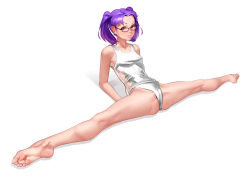 1girl barefoot breasts brown_eyes cameltoe feet full_body glasses higher_resolution_available kairunoburogu legs lips looking_at_viewer nose one-piece_swimsuit original purple_eyes purple_hair short_twintails small_breasts soles solo split spread_legs swimsuit toe_scrunch toes twintails white_background rating:Questionable score:166 user:Retropretzel