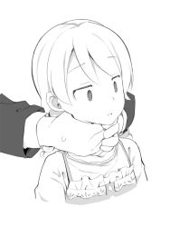 1boy 1girl bad_id bad_twitter_id collarbone cropped_torso dress drill_hair greyscale hands_on_another&#039;s_neck idolmaster idolmaster_cinderella_girls medium_hair monochrome morikubo_nono out_of_frame parted_lips producer_(idolmaster) ringlets simple_background sketch solo_focus surprised sweatdrop uccow upper_body rating:Sensitive score:28 user:danbooru