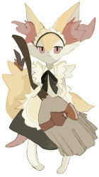  1girl :&lt; animal_ear_fluff animal_ears apron black_dress black_ribbon blush body_fur bow braixen broom closed_mouth clothed_pokemon creatures_(company) dress female_focus flat_chest fox_ears fox_girl fox_tail frilled_apron frills full_body furry furry_female game_freak gen_6_pokemon highres holding holding_broom jitome light_blush looking_at_viewer maid maid_apron neck_ribbon nintendo pantyhose pokemon pokemon_(creature) red_bow red_eyes ribbon simple_background sleeveless sleeveless_dress solo standing tail two-tone_fur white_apron white_background white_fur white_pantyhose yellow_fur zen_(koko)  rating:General score:4 user:AngryZapdos