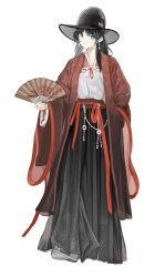  1girl absurdres chinese_clothes duijin_ruqun hand_fan hanfu hat highres holding holding_fan looking_at_viewer qixiling smile  rating:General score:0 user:andyhan