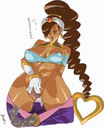  1990s_(style) breasts brown_eyes brown_hair capcom censored clothes_pull dark_skin earrings gloves hair_over_one_eye jewelry large_breasts lipstick makeup nezunezu nipple_slip nipples no_panties pants pants_pull plump ponytail power_stone pussy pussy_juice retro_artstyle rouge_(power_stone) spread_pussy translation_request  rating:Explicit score:86 user:D-idara