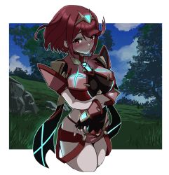  1girl breasts highres karian909 large_breasts pyra_(xenoblade) red_eyes red_hair solo xenoblade_chronicles_(series) xenoblade_chronicles_2  rating:Sensitive score:9 user:RIG