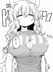 10s 1girl breasts cleavage_cutout clothing_cutout horns huge_breasts kobayashi-san_chi_no_maidragon lucoa_(maidragon) rating:Questionable score:56 user:Xalrun