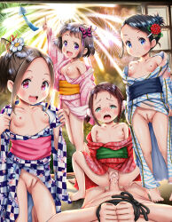 1boy age_difference bdsm blush bondage bound censored cleft_of_venus clothed_sex cum fat_mons femdom fireworks flat_chest girl_on_top hetero higegepon highres japanese_clothes kimono loli loli_harem lolidom no_panties open_mouth original penis pussy restrained sex smile tagme rating:Explicit score:170 user:nimpo