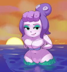 1girl grabbing_another&#039;s_breast breasts cala_maria_(cuphead) cleavage cuphead_(game) giant giantess grabbing looking_at_viewer mermaid monster_girl navel smile smirk solo tentacle_hair water rating:Questionable score:39 user:Perv-Ultra