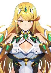 1girl :3 bad_id bad_twitter_id blonde_hair breasts brown_eyes cleavage_cutout clothing_cutout earrings gloves highres jewelry large_breasts long_hair looking_at_viewer mythra_(xenoblade) nintendo nuezou simple_background smile solo source_request tiara upper_body very_long_hair white_background white_gloves xenoblade_chronicles_(series) xenoblade_chronicles_2 xenoblade_chronicles_(series) xenoblade_chronicles_2 yellow_eyes rating:Questionable score:54 user:danbooru