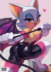 1boy 1girl animal_ears animal_nose artist_logo ass back bare_shoulders bat_ears bat_girl bat_wings bodysuit boots breasts elbow_gloves eyelashes fang femdom furry furry_female furry_male furry_with_furry gloves green_eyes hands_up heart high_heels holding holding_whip knuckles_the_echidna leaning_forward lipstick makeup open_mouth popodunk rouge_the_bat shiny_clothes sideboob skin_tight skindentation smile snout solo_focus sonic_(series) stepped_on strapless tail thigh_boots thighhighs twisted_torso whip wings rating:Questionable score:69 user:danbooru