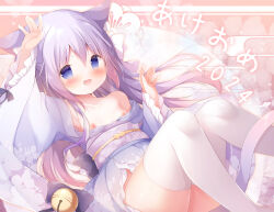  1girl akatsuki_(ytkg5558) animal_ears ayatsuki_nora bad_id bad_pixiv_id bell blue_eyes blush breasts cat_ears cat_girl cat_tail female_focus flat_chest frilled_kimono frills hair_censor highres indie_virtual_youtuber japanese_clothes jingle_bell kimono loli long_hair looking_at_viewer nipples obi open_mouth purple_hair purple_kimono sash small_breasts solo tail thick_eyebrows thighhighs third-party_edit very_long_hair white_thighhighs  rating:Explicit score:32 user:MoveToEx