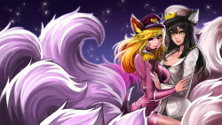  2girls ahri_(league_of_legends) animal_ears fox_ears highres league_of_legends looking_at_viewer multiple_girls  rating:Questionable score:21 user:zxmad