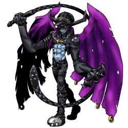 1boy banchou chain delinquent devimon digimon digimon_(creature) male_focus oridigi original solo wings