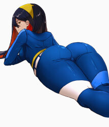  1girl ass black_hair carmine_(pokemon) creatures_(company) game_freak highres huge_ass looking_at_viewer looking_back mole mole_under_eye multicolored_hair nintendo pokemon pokemon_sv simple_background solo thick_thighs thighs ultimate_pigman white_background  rating:Questionable score:69 user:Zephyr231