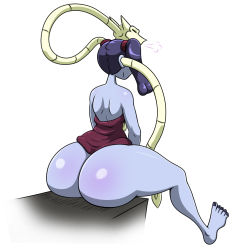 1girl ass blue_hair blue_skin colored_skin feet huge_ass leviathan_(skullgirls) nail_polish side_ponytail simple_background sitting skullgirls squigly_(skullgirls) thick_thighs thighs toenail_polish toenails toes zombie rating:Questionable score:29 user:iceguy
