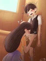  1boy 1girl age_difference blush brother_and_sister cabronpr cum cum_in_mouth ejaculation fellatio hetero highres incest mari_(omori) marisol_(omori) omori oral orgasm penis saliva shota siblings sunny_(omori) tagme teenage_girl_and_younger_boy trembling  rating:Explicit score:773 user:alternatere