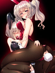 10s 2girls :p anal anal_object_insertion anal_tail animal_ears ass bare_shoulders black_legwear blush breast_press breasts butt_plug collar cum eyebrows eyes_visible_through_hair fake_animal_ears fake_tail fishnet_pantyhose fishnets hair_over_one_eye hamakaze_(kancolle) heart heart-shaped_pupils highres kantai_collection kashima_(kancolle) large_breasts leotard long_hair looking_at_viewer multiple_girls naughty_face object_insertion pantyhose playboy_bunny rabbit_ears rabbit_tail red_eyes sex_toy silver_hair sweat symbol-shaped_pupils tail tongue tongue_out torisan torn_clothes torn_legwear twintails rating:Explicit score:63 user:danbooru