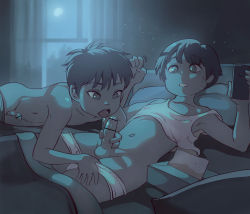 2boys armpits bar_censor bed bedroom briefs cellphone censored child_on_child clothed_male_nude_male clothes_lift erection fellatio foreskin highres indoors lunaflame lying male_focus male_underwear male_underwear_pull mobile_phone multiple_boys night nude on_back on_bed oral penis penis_grab phone saliva shirt_lift shota tank_top testicles tissue_box underwear undressing white_briefs white_male_underwear yaoi rating:Explicit score:689 user:Hooly