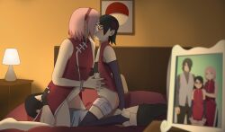  1boy 2girls absurdres age_difference barefoot bedroom bisexual_female black_gloves black_hair black_thighhighs black_tube_top blurry blurry_foreground blush boruto:_naruto_next_generations bracelet breasts censored closed_eyes clothes_pull cowgirl_position dress elbow_gloves father_and_daughter female_pubic_hair fingerless_gloves flat_chest foreshortening from_side gloves group_sex hairband happy_sex haruno_sakura headband highres husband_and_wife incest jewelry kiss loli mother_and_daughter multiple_girls naruto_(series) navel netorase no_panties on_bed open_clothes optimystic photo_(object) picture_frame pubic_hair red-framed_eyewear red_dress red_hairband reverse_cowgirl_position sex sex_from_behind short_hair shorts shorts_pull sitting sitting_on_face sitting_on_person sleeveless small_breasts stirrup_legwear straddling strapless thighhighs threesome toeless_legwear toes tube_top uchiha_sarada uchiha_sasuke uchiha_symbol white_shorts yuri  rating:Explicit score:188 user:MonsieurCinq