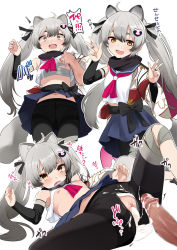  1boy 1girl after_vaginal aftersex ahoge animal_ears ariyoshi_gen arm_warmers arms_up ass bandages black_pantyhose blue_archive blue_skirt blush breasts brown_eyes censored clothes_lift clothing_aside cum cum_in_pussy cum_pool cumdrip double_v erection grey_hair hair_ornament hairclip lifting_another&#039;s_clothes loli long_hair lying michiru_(blue_archive) miniskirt mosaic_censoring navel nipple_slip nipples on_back open_mouth paid_reward_available panties panties_aside panties_under_pantyhose pantyhose penis raccoon_ears raccoon_girl raccoon_tail ribbon sarashi school_uniform serafuku shirt shirt_lift skirt skirt_lift sleeveless sleeveless_shirt small_breasts smile spread_legs tail thighband_pantyhose torn_clothes torn_pantyhose twintails underwear v white_panties white_shirt wind wind_lift  rating:Explicit score:76 user:danbooru