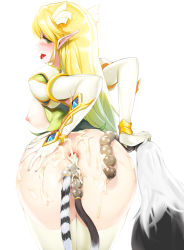 1girl anal_beads blonde_hair bottomless breasts cum cum_in_ass cum_on_body cum_on_lower_body elsword highres long_hair nipples object_insertion pointy_ears rena_erindel sex_toy simple_background snowball22 thighhighs uncensored vaginal vaginal_object_insertion rating:Explicit score:57 user:spiderfan
