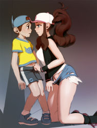  10s 1boy 1girl against_wall age_difference assertive_female bandaid bandaid_on_face bandaid_on_nose baseball_cap blue_eyes blush breasts brown_eyes brown_hair clothes_pull creatures_(company) cutoffs denim denim_shorts eye_contact female_pubic_hair femdom game_freak gen_3_pokemon hat height_difference hetero hilda_(pokemon) kneeling long_hair looking_at_another medium_breasts nintendo no_panties npc_trainer onee-shota pokemon pokemon_(creature) pokemon_bw ponytail pubic_hair pulling_own_clothes sableye shirt short_shorts shorts shorts_pull shota sidelocks size_difference sweat t-shirt triuni vest you_gonna_get_raped youngster_(pokemon)  rating:Questionable score:603 user:yutario