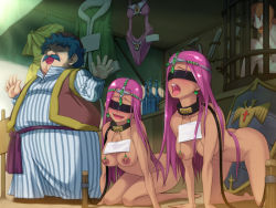 1boy 3girls alena_(dq4) all_fours bdsm blindfold blush breasts cage clothed_male_nude_female collar covered_erect_nipples dark-skinned_female dark_skin dragon_quest dragon_quest_iv drooling earrings for_sale headdress hugging_own_legs humiliation jewelry kneeling large_breasts leash linked_piercing long_hair manya_(dq4) minea_(dq4) multiple_girls nipple_piercing nipple_rings nipples nude open_mouth outdoors pet_play piercing price_tag public_indecency public_nudity purple_hair shield shop siblings sisters sitting slave smile swimsuit sword tongue tongue_out torneko twins weapon zankoku_doumei rating:Explicit score:179 user:Kzorsh