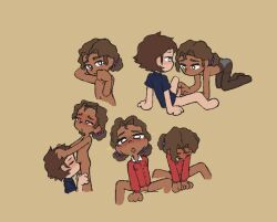  1boy 1girl bottomless brown_hair cassie_(fnaf) child_on_child commentary cowgirl_position cunnilingus dark-skinned_female dark_skin english_commentary erection five_nights_at_freddy&#039;s girl_on_top gregory_(fnaf) half-closed_eyes handjob hetero interracial loli navel oral penis pussy sex short_hair shota simple_background smile standing standing_cunnilingus straddling tipsytangent00 topless vaginal  rating:Explicit score:170 user:danbooru