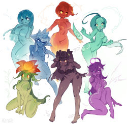  6+girls :3 :d :p absurdres ahoge aqua_hair aqua_sclera aqua_skin blue_hair blue_sclera blue_skin body_markings breasts brown_hair brown_nails colored_sclera colored_skin commentary commentary_typo dark_skin detached_wings english_commentary flower flower_on_head full_body genshin_impact green_hair highres horns_pose kardie large_breasts liquid_hair long_hair looking_at_viewer low_wings mini_wings monster_girl multiple_girls nail_polish no_nipples no_pussy one_eye_closed open_mouth personification purple_hair purple_sclera purple_skin red_flower red_hair red_sclera red_skin rock short_hair simple_background sitting slime_(genshin_impact) slime_girl smile toenail_polish toenails tongue tongue_out very_long_hair white_background white_eyes wings yellow_eyes  rating:Sensitive score:55 user:danbooru