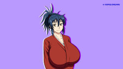 1girl absurdres blue_hair breasts highres huge_breasts japanese_clothes kimono manyuu_chifusa manyuu_hikenchou wallpaper rating:Sensitive score:26 user:luigi-dude