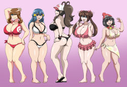  5girls ass barefoot beanie bikini bikini_pull black_bikini black_hair blue_eyes blue_hair blush breasts brian12 brown_hair butt_crack cleavage clothes_pull creatures_(company) curvy dawn_(pokemon) double_bun flip-flops flower flower_necklace flower_print game_freak groin hair_bun hair_ornament hair_ribbon hairclip hands_on_own_hips hat higher_resolution_available hilda_(pokemon) huge_breasts image_sample jewelry large_breasts long_hair looking_at_viewer may_(pokemon) multiple_girls naughty_face necklace nintendo open_mouth pale_skin pink_bikini poke_ball_symbol pokemon pokemon_bw pokemon_bw2 pokemon_dppt pokemon_rse pokemon_sm ponytail red_bikini ribbon rosa_(pokemon) sandals selene_(pokemon) shiny_skin short_hair sidelocks simple_background smile standing swimsuit thick_thighs thighs visor_cap white_bikini wide_hips wristband  rating:Questionable score:78 user:Benk941