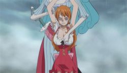  2girls animated animated_gif assisted_exposure breasts charlotte_amande cleavage height_difference implied_yuri large_breasts multiple_girls nami_(one_piece) nami_(one_piece)_(whole_cake_island) one_piece rain  rating:Questionable score:93 user:Zenu