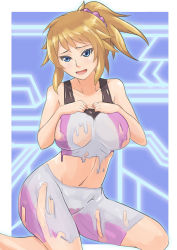 10s 1girl blue_eyes bodypaint brown_hair gundam gundam_build_fighters gundam_build_fighters_try hoshino_fumina kneeling naked_paint navel nude painted_clothes ponytail solo wo_jianqiang_fu_guo rating:Questionable score:15 user:danbooru