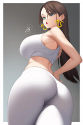  1girl absurdres ass boa_hancock breasts highres huge_breasts long_hair one_piece pants solo yoga_pants  rating:Questionable score:39 user:jojosstand