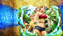  1boy 1girl bird black_hair breasts cloud duck fire large_breasts looking_at_viewer monkey_d._luffy nami_(one_piece) one_piece one_piece:_strong_world orange_hair tagme  rating:Sensitive score:18 user:Ruffy16