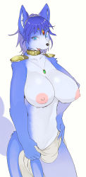 1girl blue_eyes blue_hair breasts highres jewelry krystal large_breasts nintendo nude simple_background sindoll star_fox rating:Explicit score:56 user:Cane751