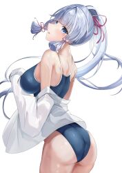 absurdres ass ayaka_(genshin_impact) back competition_swimsuit genshin_impact highres one-piece_swimsuit ponytail swimsuit tagme white_hair  rating:Sensitive score:13 user:thepixelplayer7
