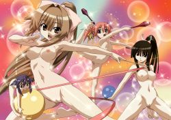 00s 4girls absurdres armpits barefoot between_toes breasts cleft_of_venus edomae_lunar feet highres holding_with_feet large_breasts loli maki_(seto_no_hanayome) mini_person minigirl morita_kazuaki multiple_girls navel nipples nude nude_filter pussy seto_no_hanayome seto_sun shiranui_akeno soles third-party_edit toes uncensored zenra 