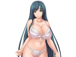 1girl breasts female_focus ishii_akira large_breasts lingerie looking_at_viewer midriff miel_(company) seikatsu_shidouin simple_background solo underwear upper_body rating:Questionable score:33 user:jojosstand
