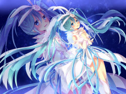  1girl breasts female_focus gradient_background hatsune_miku project_diva_(series) project_diva_extend solo spica(vocaloid) twintails vocaloid  rating:Sensitive score:6 user:sykeash
