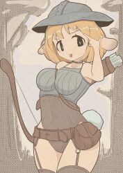  1girl absurdres animeretrograde archer_(fate) bow highres leggings original rabbit_ears rabbit_tail retro_artstyle 