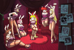    2boys 4girls amawa_hibiki animal_ears arms_behind_back arms_up ball_gag bdsm black_hair blonde_hair bondage bound_ankles bound_legs bound_wrists boy_(mr._boy) brown_hair rabbit_ears bunny_girl rabbit_tail playboy_bunny chair character_name cleavage cleave_gag crossdressing crown detached_collar deviantart_thumbnail fake_animal_ears gag gagged genderswap gunsmith_cats heartgear high_heels i_my_me_strawberry_eggs kazami_mizuho kneeling long_hair mr._boy multiple_boys multiple_girls onegai_teacher over_the_mouth_gag pantyhose photo_(object) pink_hair princess_peach rally_vincent ranma-chan ranma_1/2 red_hair resized ribbon rope saotome_ranma sitting spreader_bar standing super_mario_bros._1 suspension sweat tagme tail tears  rating:Questionable score:1 user:coredumperror
