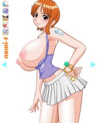  breasts flying_tree_frog huge_breasts log_pose nami_(one_piece) one_piece skirt tattoo  rating:Questionable score:16 user:BlahLoser