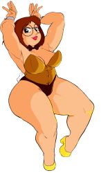  armpits bow bowtie breasts brown_hair curvy fake_tail family_guy heels highres large_breasts leotard looking_at_viewer meg_griffin nail_polish playboy_bunny plump pubic_hair shortstack tail thick_thighs thighs tko-san transparent_background wide_hips  rating:Sensitive score:16 user:Ko-san