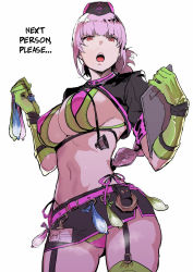 1girl bikini black_skirt breasts condom covered_erect_nipples cowboy_shot curvy expressionless fate/grand_order fate_(series) female_focus florence_nightingale_(fate) florence_nightingale_(trick_or_treatment)_(fate) garter_straps gloves green_gloves hard-translated hat highres large_breasts latex latex_gloves long_hair looking_at_viewer miniskirt navel nurse nurse_cap oosawara_sadao open_mouth panties pantyshot pink_hair pink_panties red_eyes revealing_clothes skirt solo standing stomach swimsuit thighhighs third-party_edit thong translated underwear used_condom rating:Questionable score:93 user:ultrablue