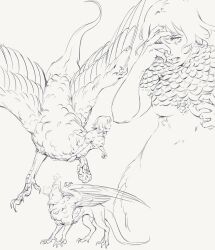  1girl breasts dungeon_meshi falin_touden falin_touden_(chimera) greyscale hand_up highres medium_breasts medium_hair monochrome monster_girl multiple_views nude open_mouth sketch white_background wings xxlunawarriorxx  rating:Questionable score:2 user:danbooru